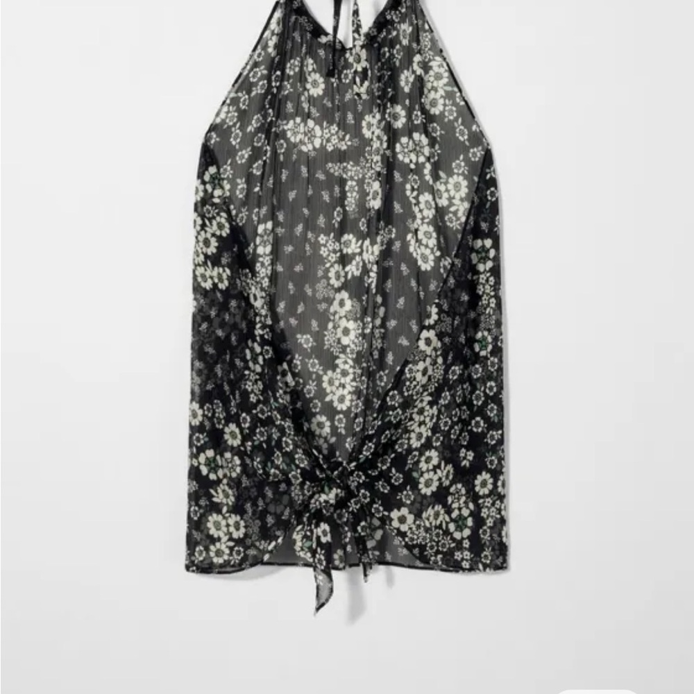 Kate Moss X Zara Black Floral Halter Scarf Top - Picture 5 of 5